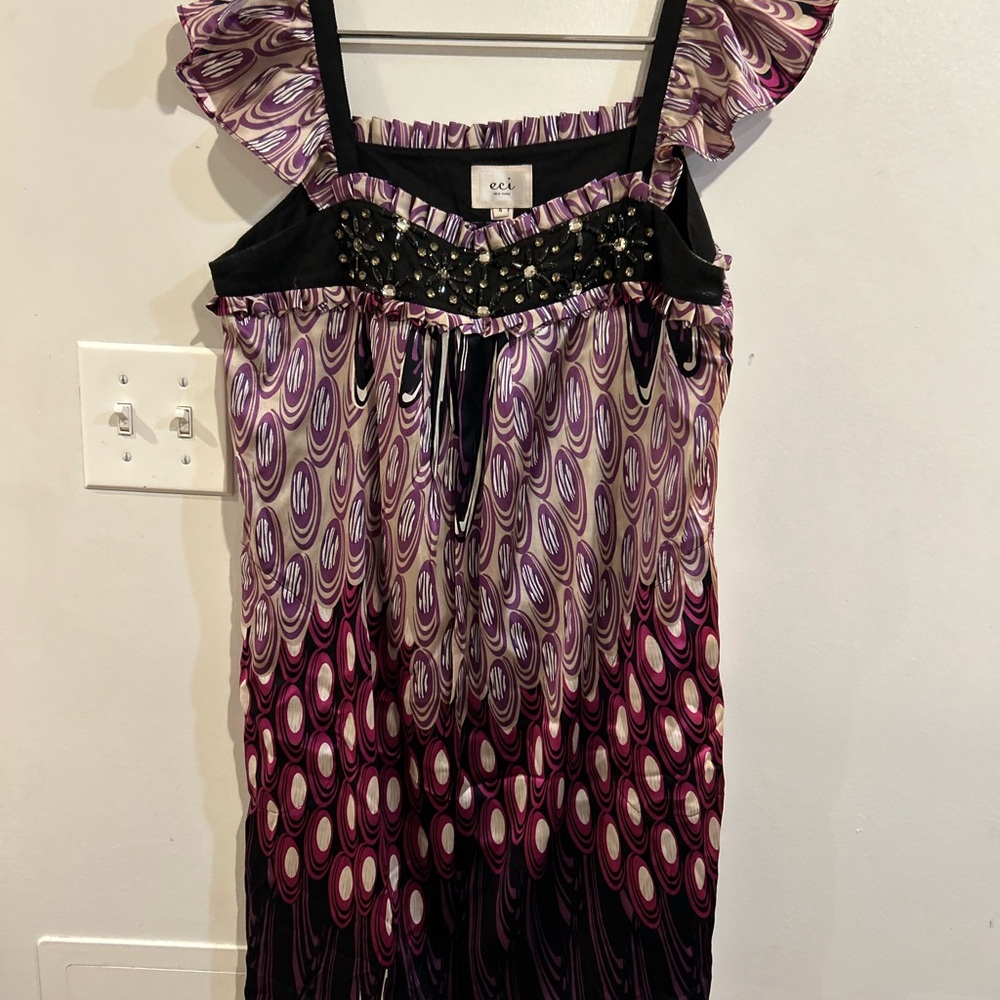 ECI Purple and Black Kids Dress with Ruffle Sleeves